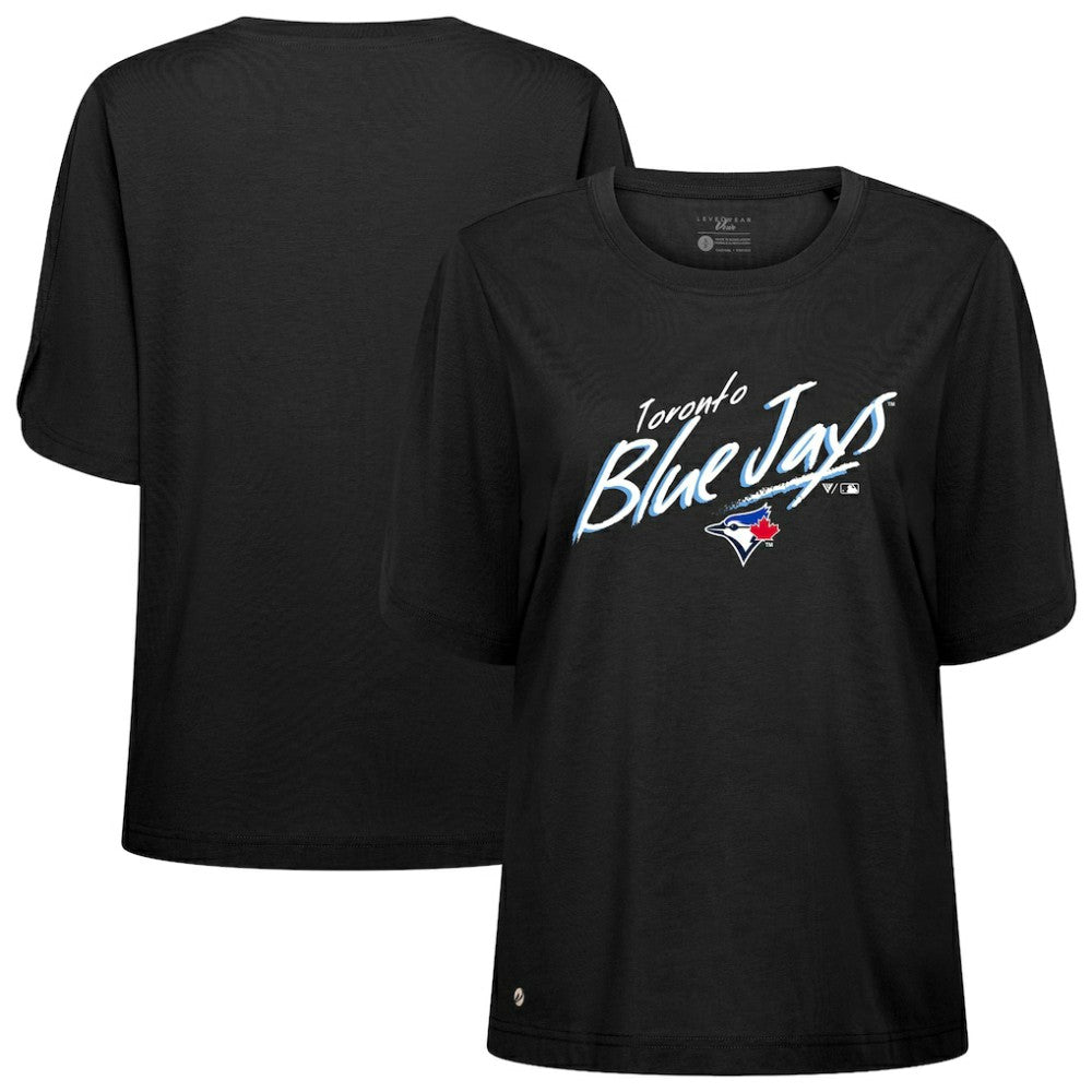 Toronto Blue Jays Levelwear Women's Bloom Sizzle T-Shirt - Black - MLB Lifestyle
