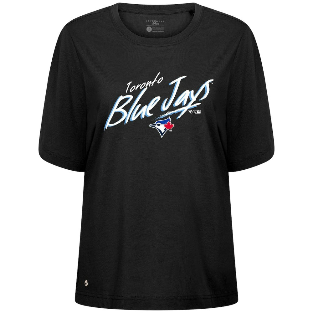 Toronto Blue Jays Levelwear Women's Bloom Sizzle T-Shirt - Black - MLB Lifestyle