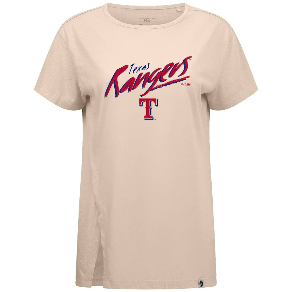 Texas Rangers Levelwear Women's Influx Sizzle T-Shirt - Khaki - MLB on Sale