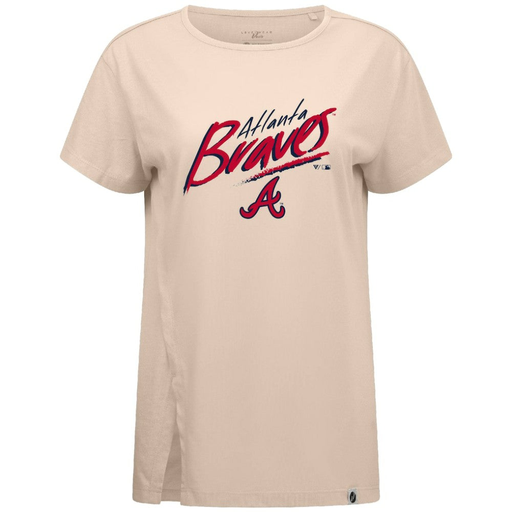 Atlanta Braves Levelwear Women's Influx Sizzle T-Shirt - Khaki - MLB Lifestyle