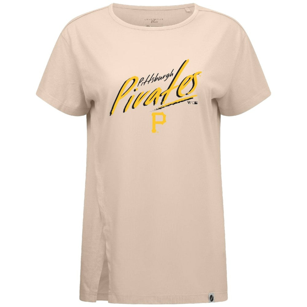 Pittsburgh Pirates Levelwear Women's Influx Sizzle T-Shirt - Khaki - MLB Lifestyle