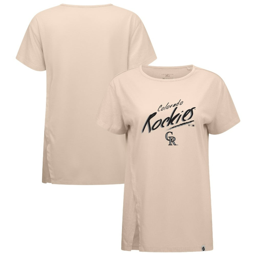 Colorado Rockies Levelwear Women's Influx Sizzle T-Shirt - Khaki - MLB Online