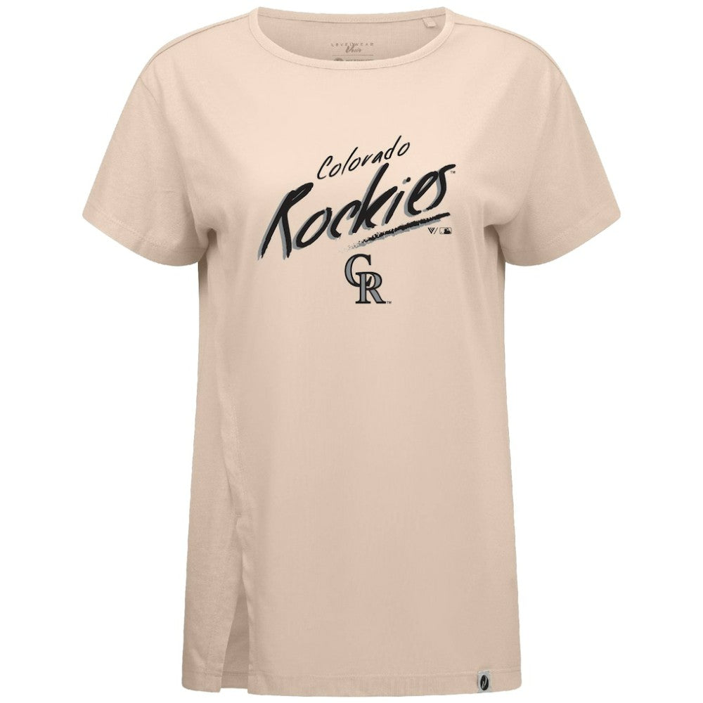 Colorado Rockies Levelwear Women's Influx Sizzle T-Shirt - Khaki - MLB Online