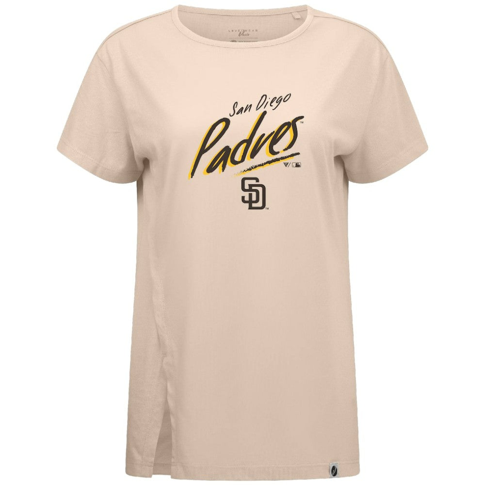 San Diego Padres Levelwear Women's Influx Sizzle T-Shirt - Khaki - MLB Discount