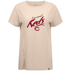 Cincinnati Reds Levelwear Women's Influx Sizzle T-Shirt - Khaki - MLB Sale