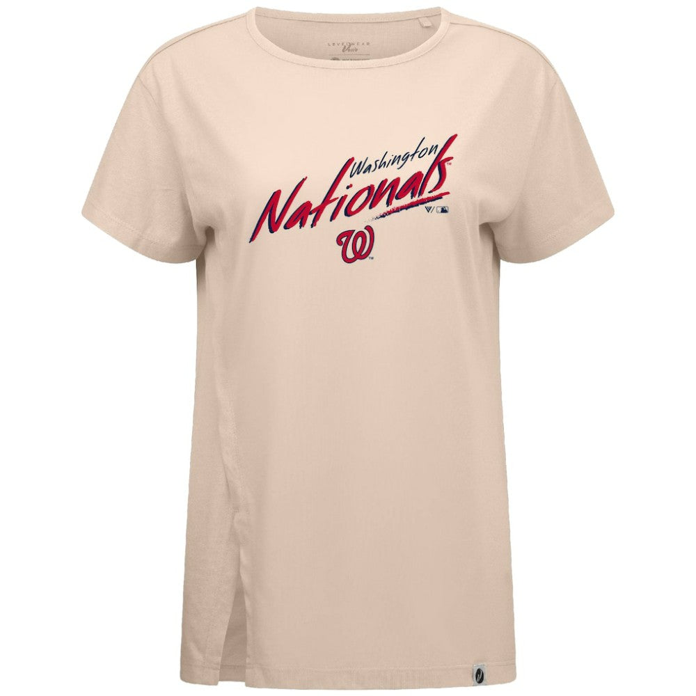 Washington Nationals Levelwear Women's Influx Sizzle T-Shirt - Khaki - MLB Sale