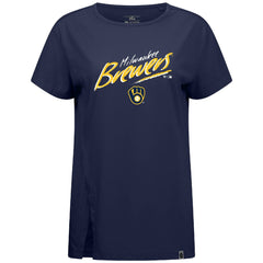 Milwaukee Brewers Levelwear Women's Influx Sizzle T-Shirt - Navy - MLB Sale