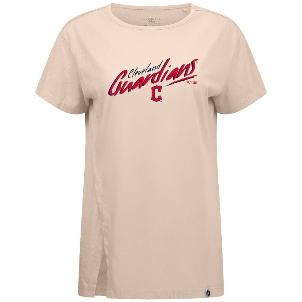 Cleveland Guardians Levelwear Women's Influx Sizzle T-Shirt - Khaki - MLB Discount