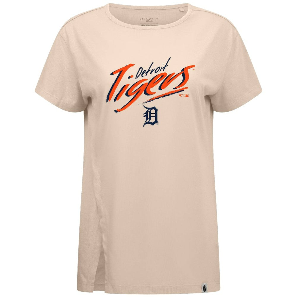 Detroit Tigers Levelwear Women's Influx Sizzle T-Shirt - Khaki - MLB Sale