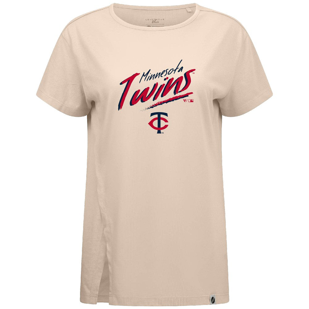 Minnesota Twins Levelwear Women's Influx Sizzle T-Shirt - Khaki - MLB Discount