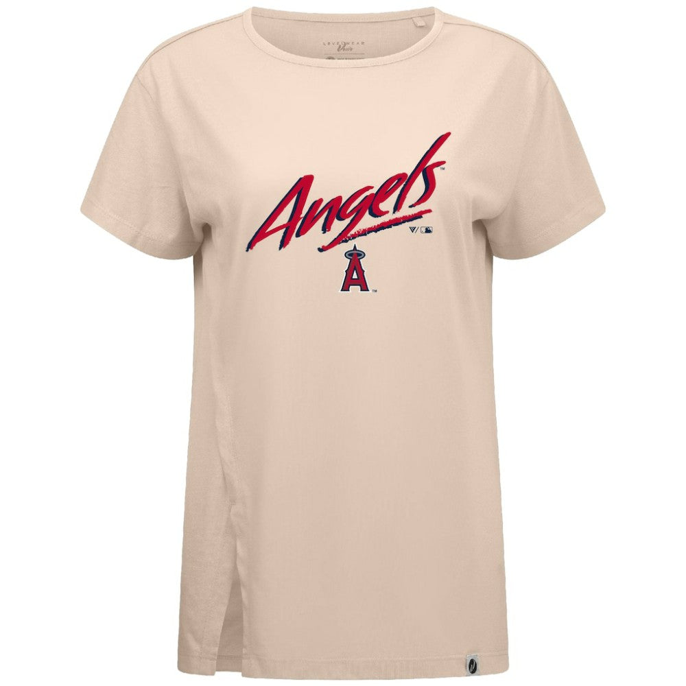 Los Angeles Angels Levelwear Women's Influx Sizzle T-Shirt - Khaki - MLB Online