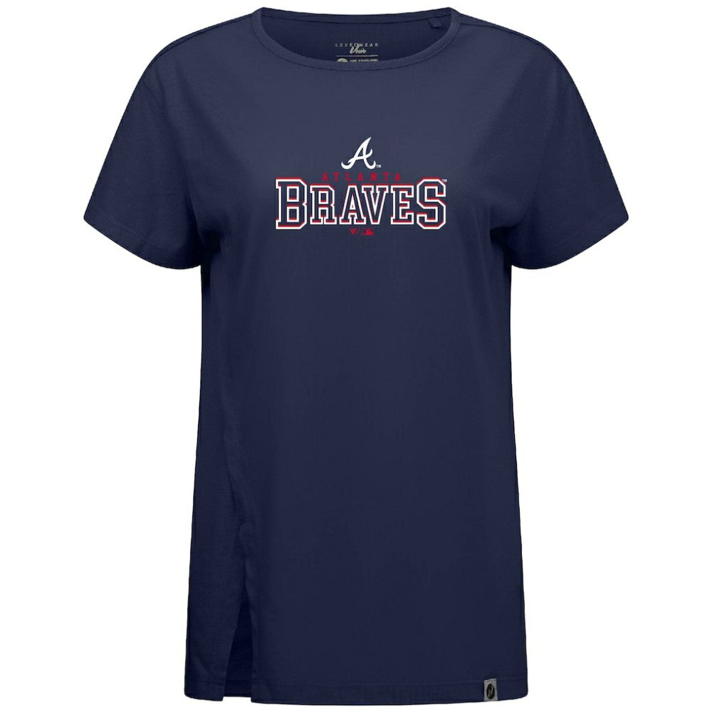 Atlanta Braves Levelwear Women's Influx Journey T-Shirt - Navy - MLB Discount