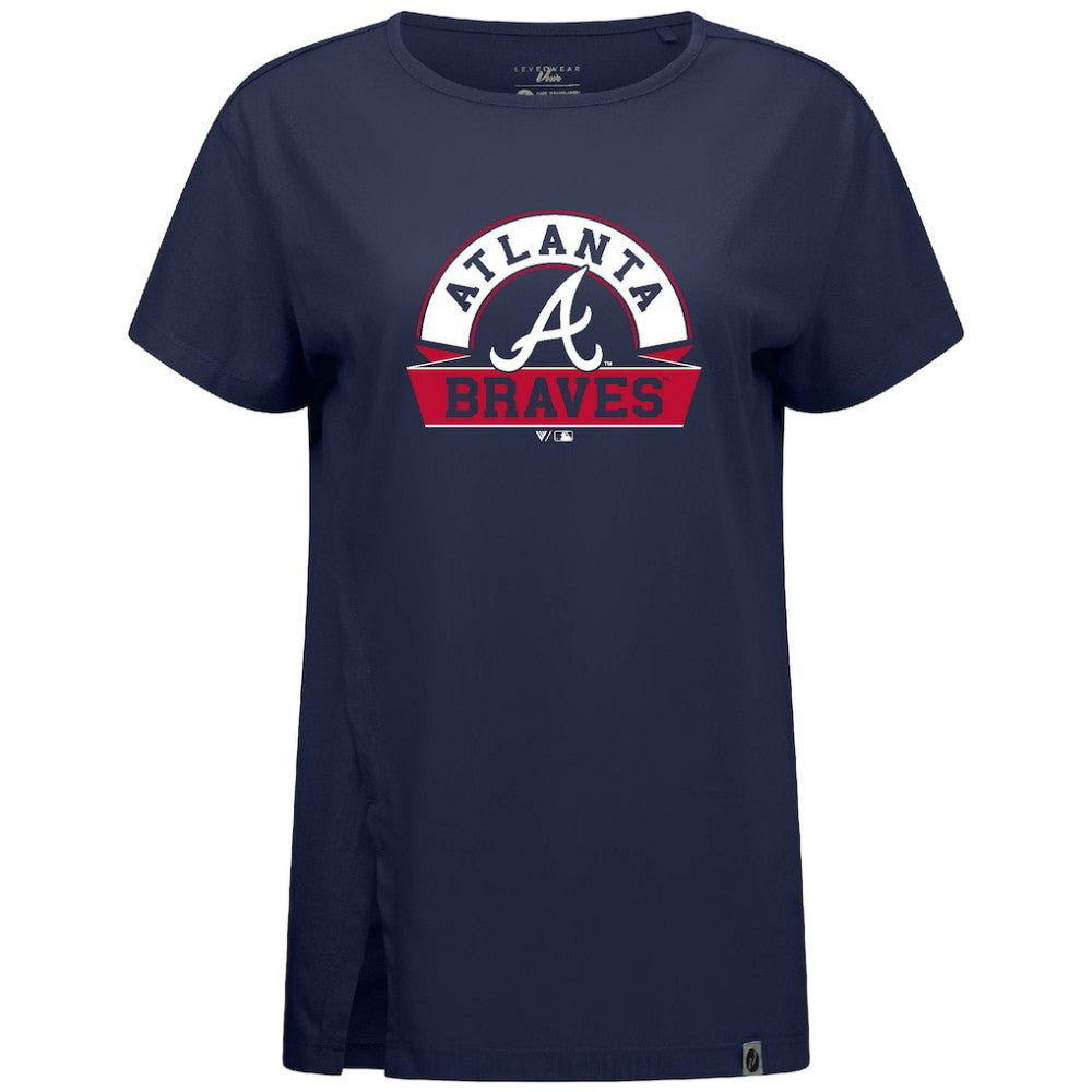 Atlanta Braves Levelwear Women's Influx Banner Arch T-Shirt - Navy - MLB on Sale