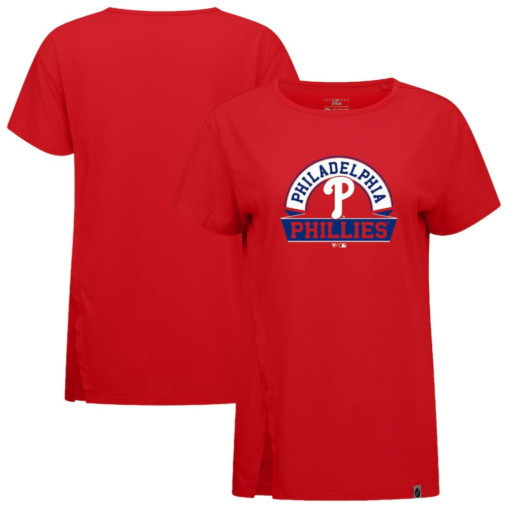 Philadelphia Phillies Levelwear Women's Influx Banner Arch T-Shirt - Red - MLB Lifestyle