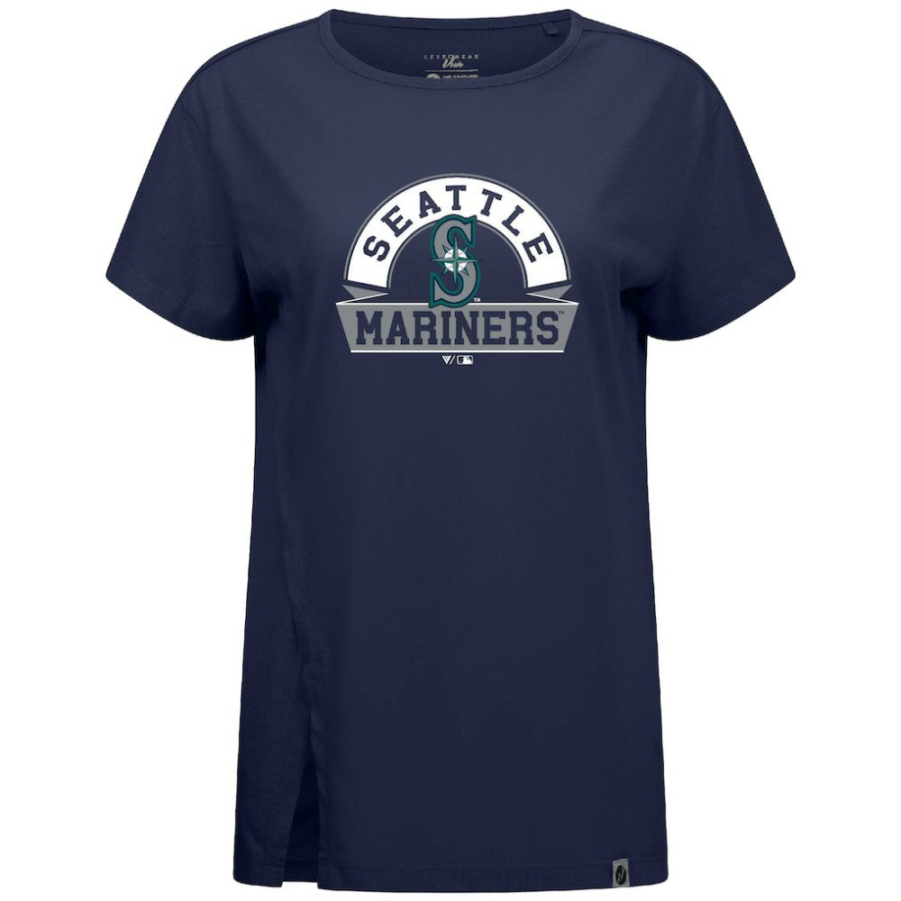 Seattle Mariners Levelwear Women's Influx Banner Arch T-Shirt - Navy - MLB Sale