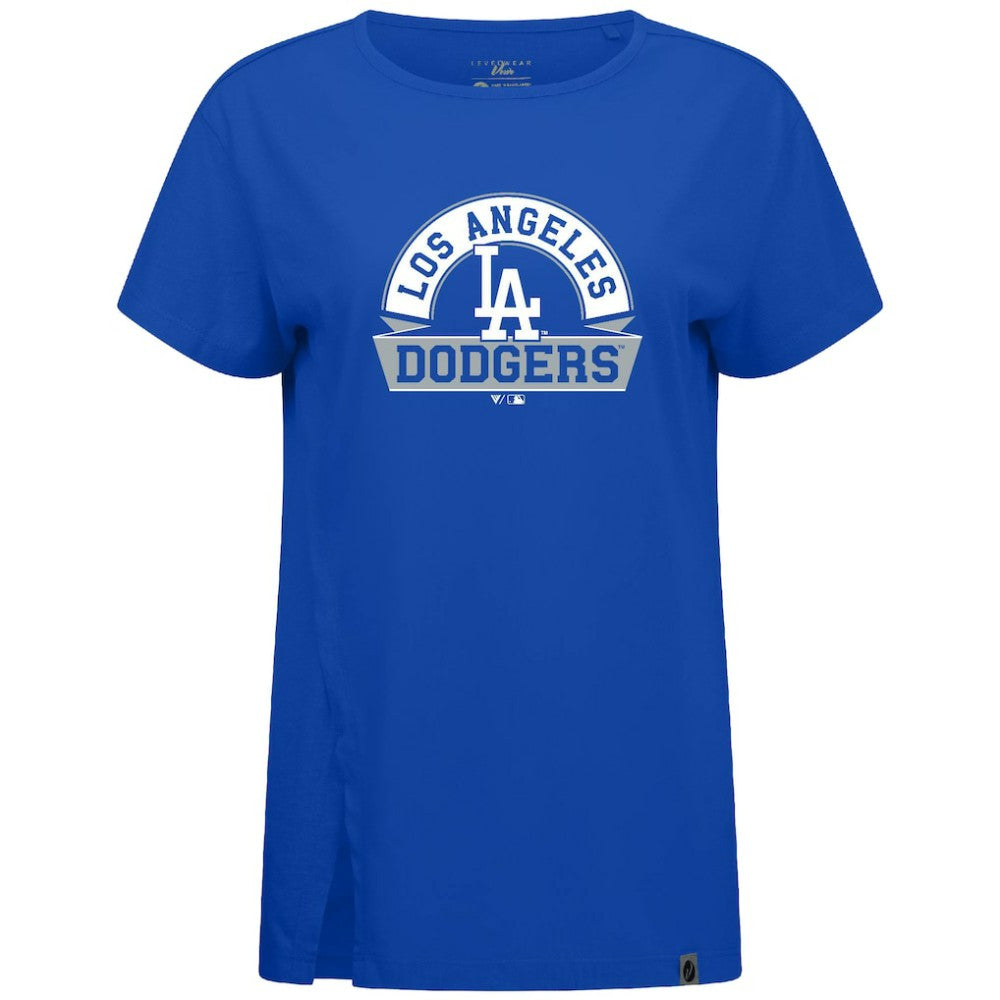 Los Angeles Dodgers Levelwear Women's Influx Banner Arch T-Shirt - Royal - MLB Discount