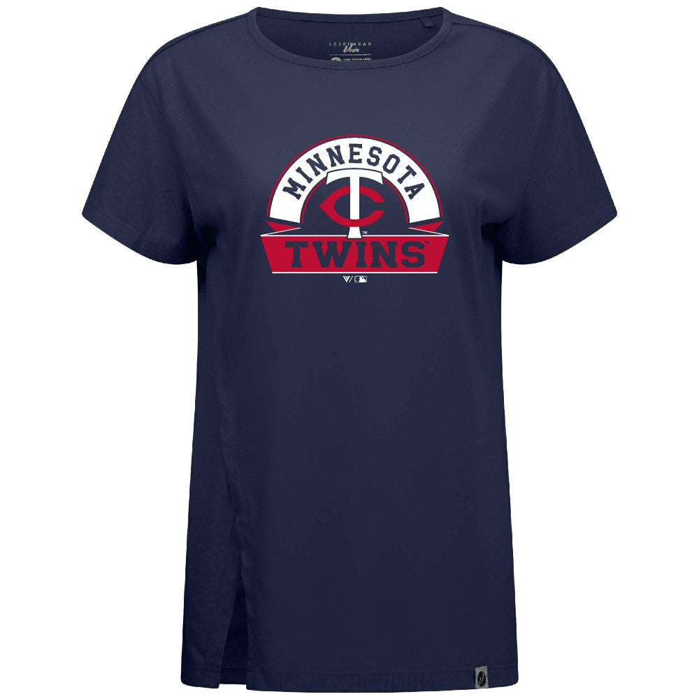 Minnesota Twins Levelwear Women's Influx Banner Arch T-Shirt - Navy - MLB Discount
