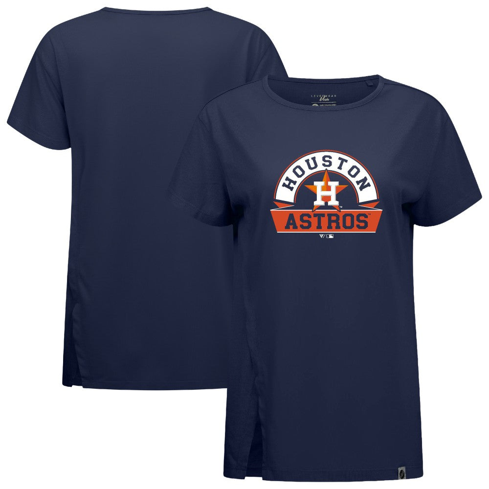 Houston Astros Levelwear Women's Influx Banner Arch T-Shirt - Navy - MLB Discount