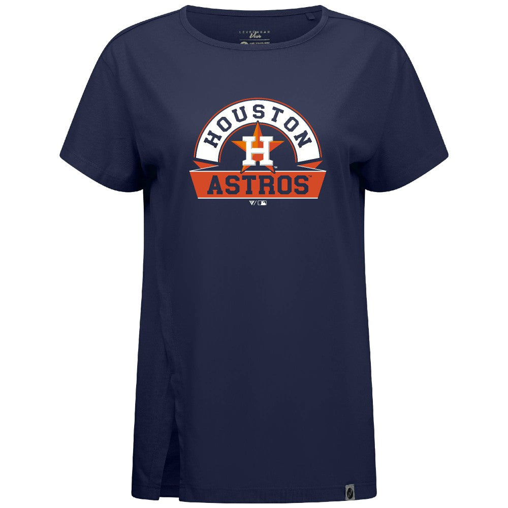 Houston Astros Levelwear Women's Influx Banner Arch T-Shirt - Navy - MLB Discount