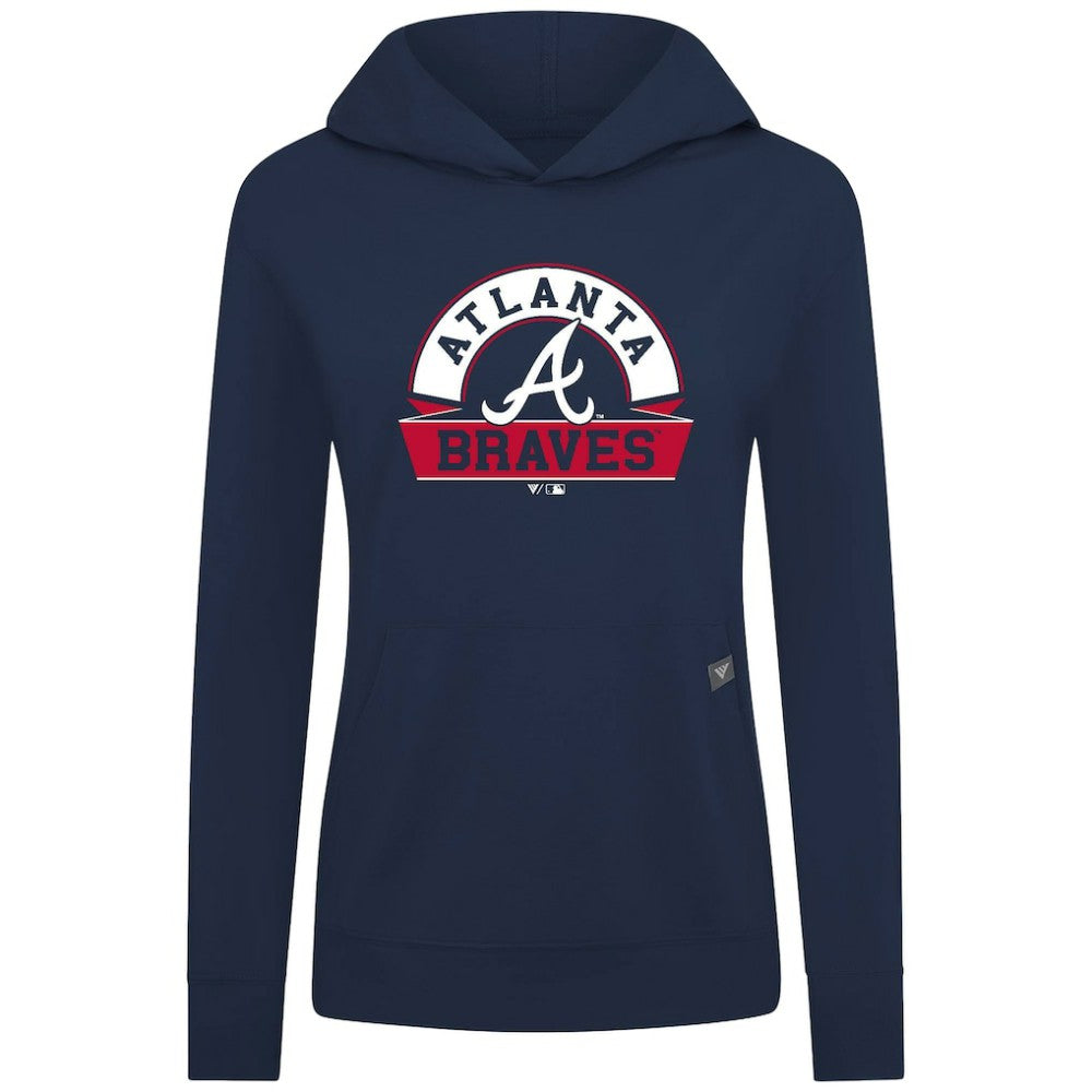Atlanta Braves Levelwear Women's Relay Banner Arch Long Sleeve T-Shirt Hoodie - Navy - MLB Online