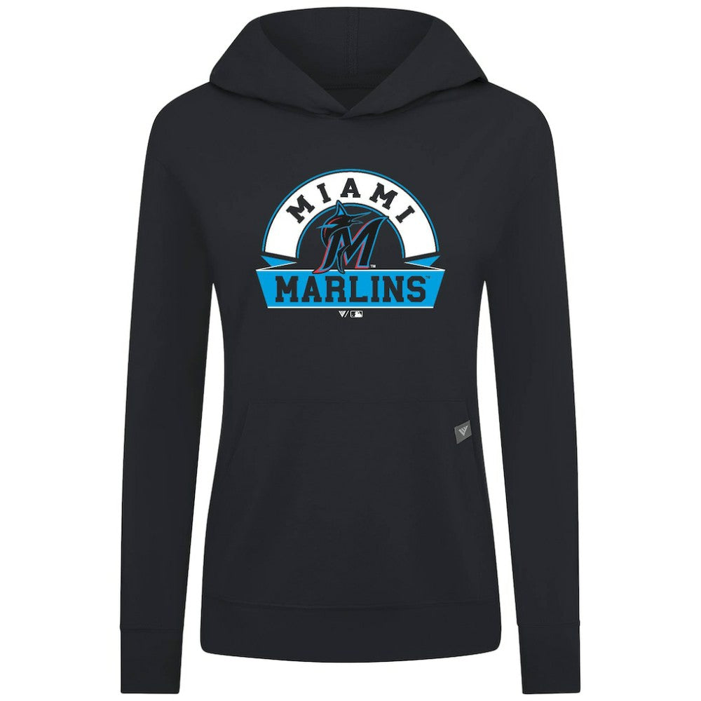 Miami Marlins Levelwear Women's Relay Banner Arch Long Sleeve T-Shirt Hoodie - Black - MLB Online