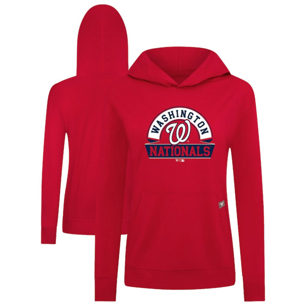 Washington Nationals Levelwear Women's Relay Banner Arch Long Sleeve T-Shirt Hoodie - Red - MLB on Sale