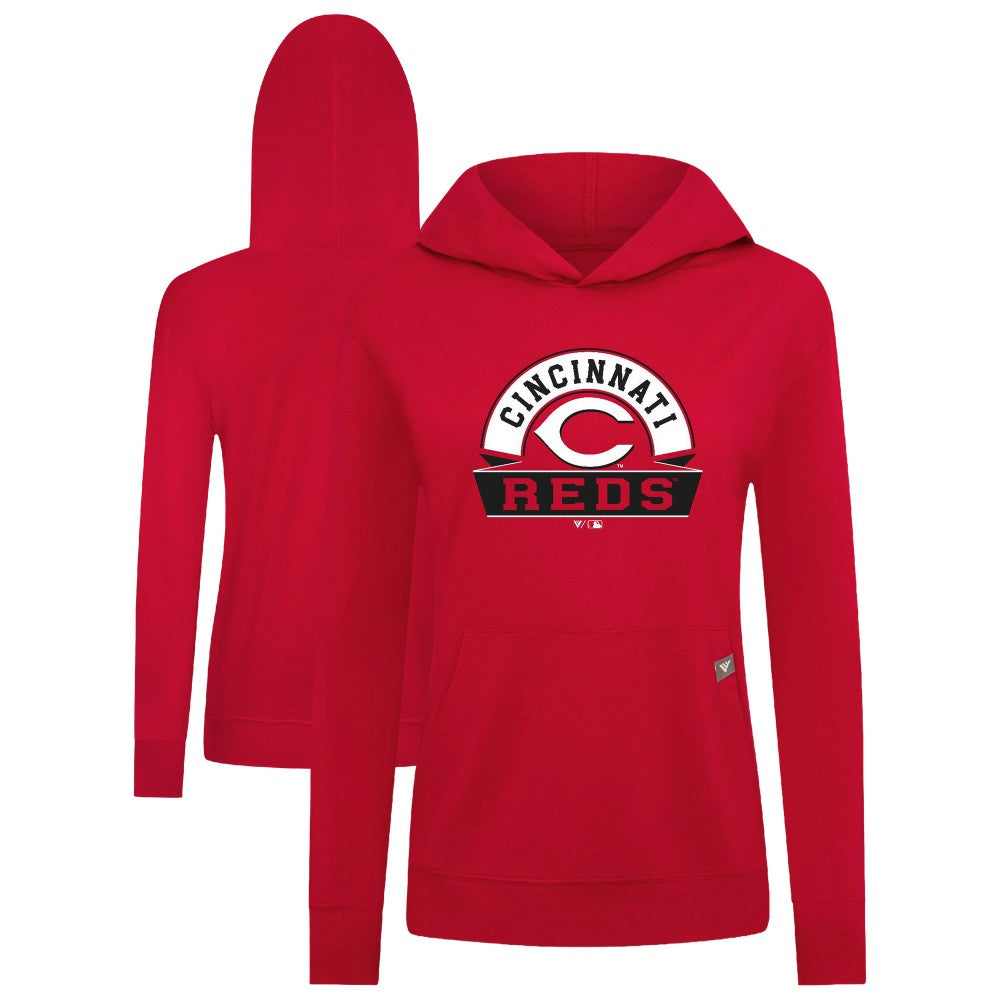 Cincinnati Reds Levelwear Women's Relay Banner Arch Long Sleeve T-Shirt Hoodie - Red - MLB Sale