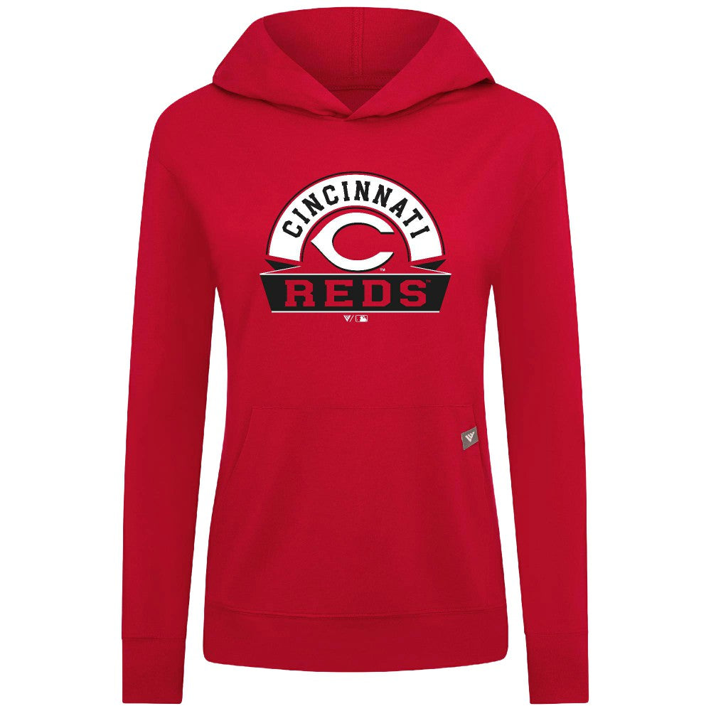 Cincinnati Reds Levelwear Women's Relay Banner Arch Long Sleeve T-Shirt Hoodie - Red - MLB Sale