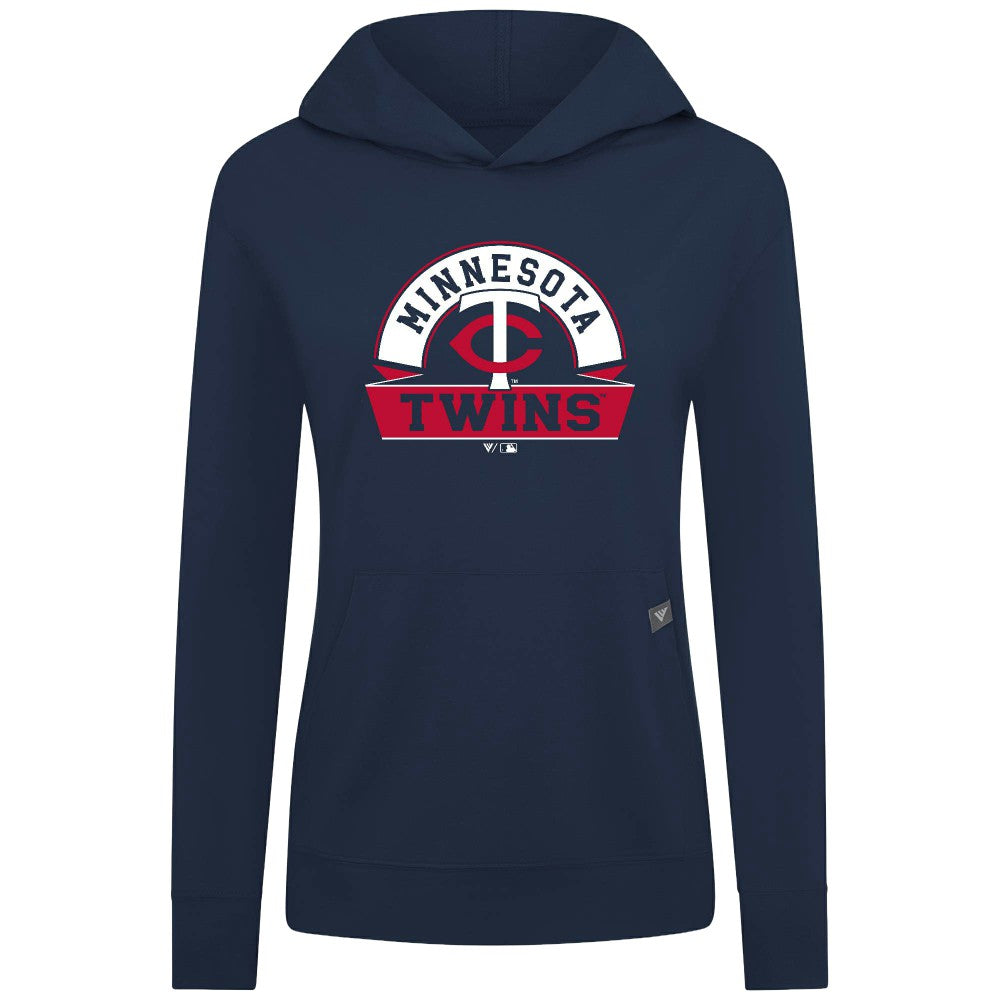 Minnesota Twins Levelwear Women's Relay Banner Arch Long Sleeve T-Shirt Hoodie - Navy - MLB Sale