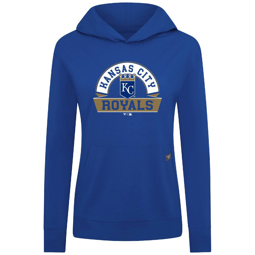 Kansas City Royals Levelwear Women's Relay Banner Arch Long Sleeve T-Shirt Hoodie - Royal - MLB Lifestyle