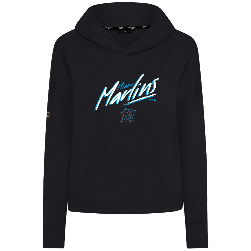 Miami Marlins Levelwear Women's Sweet Sizzle Tri-Blend Hoodie - Black - MLB Sale