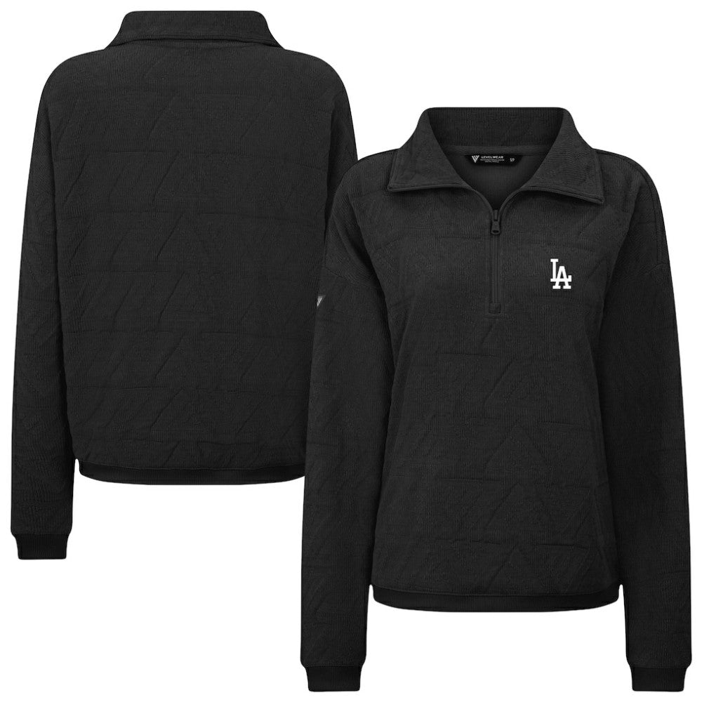Los Angeles Dodgers Levelwear Women's Camden Insignia 2.0 Quarter-Zip Top - Black - MLB Online