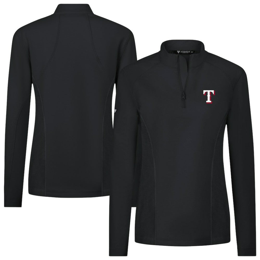 Texas Rangers Levelwear Women's Upright Insignia 2.0 Quarter-Zip Tri-Blend Top - Black - MLB Discount