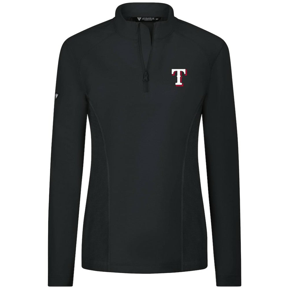 Texas Rangers Levelwear Women's Upright Insignia 2.0 Quarter-Zip Tri-Blend Top - Black - MLB Discount
