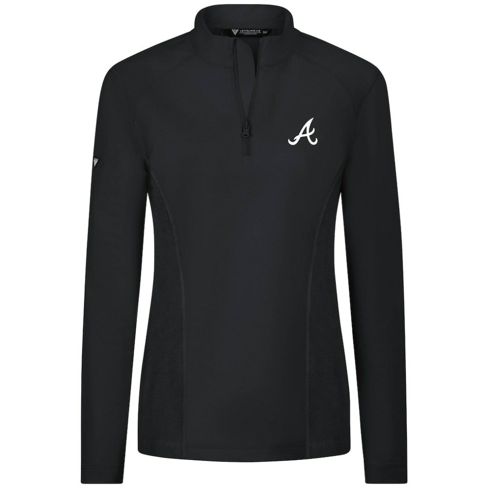 Atlanta Braves Levelwear Women's Upright Insignia 2.0 Quarter-Zip Tri-Blend Top - Black - MLB on Sale