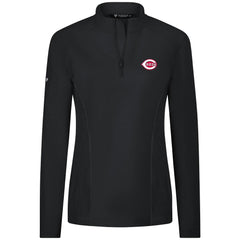 Cincinnati Reds Levelwear Women's Upright Insignia 2.0 Quarter-Zip Tri-Blend Top - Black - MLB Discount