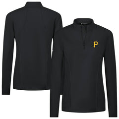 Pittsburgh Pirates Levelwear Women's Upright Insignia 2.0 Quarter-Zip Tri-Blend Top - Black - MLB Lifestyle