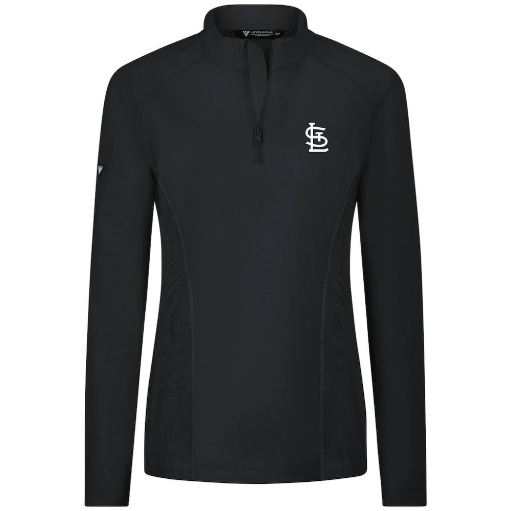 St. Louis Cardinals Levelwear Women's Upright Insignia 2.0 Quarter-Zip Tri-Blend Top - Black - MLB Discount