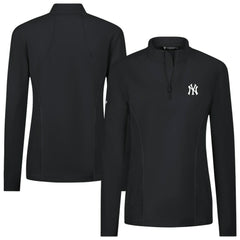 New York Yankees Levelwear Women's Upright Insignia 2.0 Quarter-Zip Tri-Blend Top - Black - MLB Lifestyle