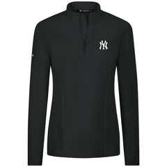 New York Yankees Levelwear Women's Upright Insignia 2.0 Quarter-Zip Tri-Blend Top - Black - MLB Lifestyle