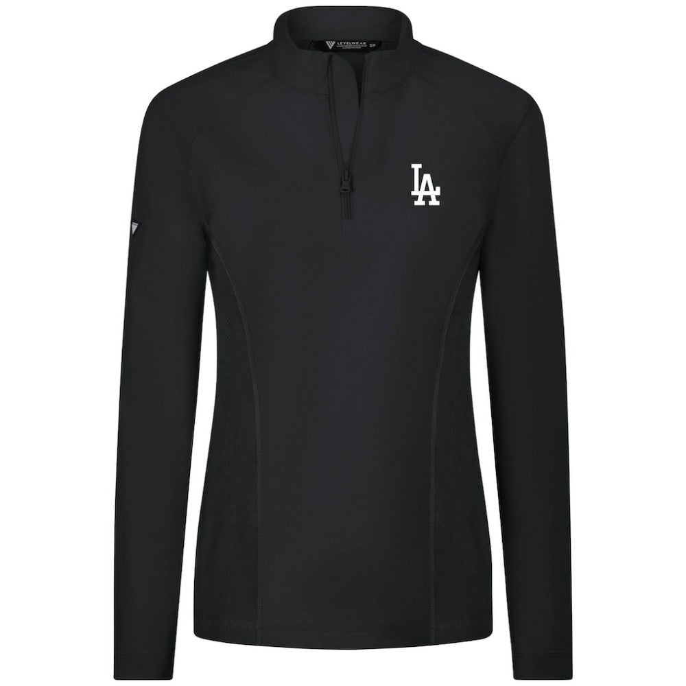 Los Angeles Dodgers Levelwear Women's Upright Insignia 2.0 Quarter-Zip Tri-Blend Top - Black - MLB on Sale