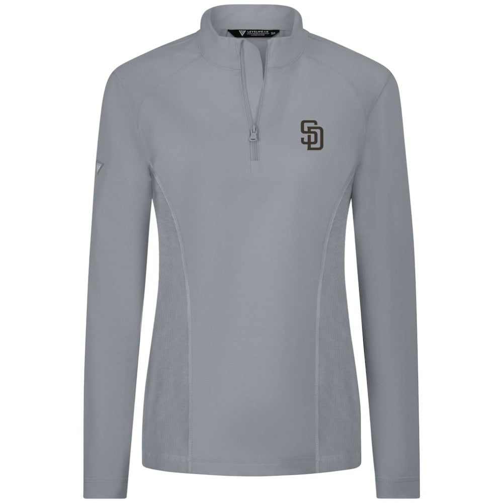 San Diego Padres Levelwear Women's Upright Insignia 2.0 Quarter-Zip Tri-Blend Top - Gray - MLB on Sale