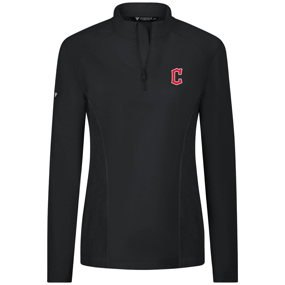 Cleveland Guardians Levelwear Women's Upright Insignia 2.0 Quarter-Zip Tri-Blend Top - Black - MLB Sale