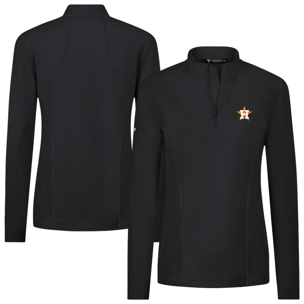 Houston Astros Levelwear Women's Upright Insignia 2.0 Quarter-Zip Tri-Blend Top - Black - MLB Sale