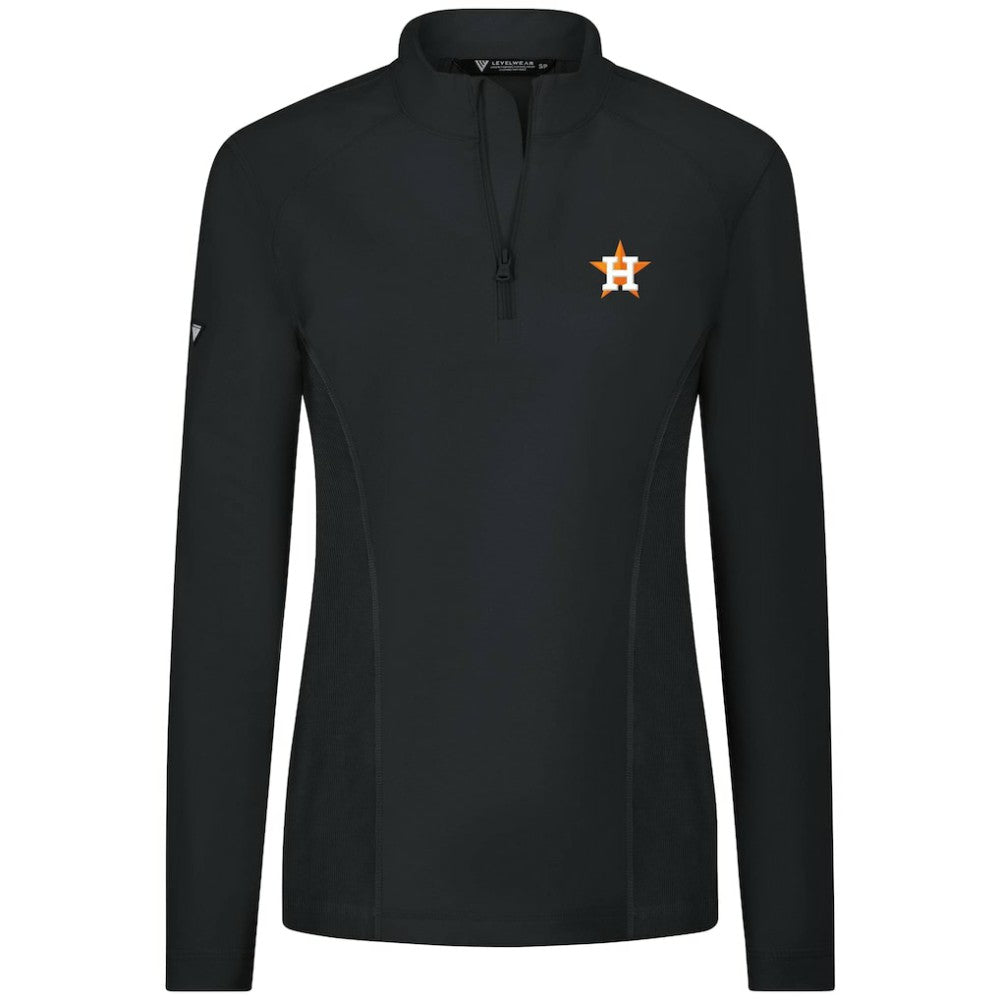 Houston Astros Levelwear Women's Upright Insignia 2.0 Quarter-Zip Tri-Blend Top - Black - MLB Sale