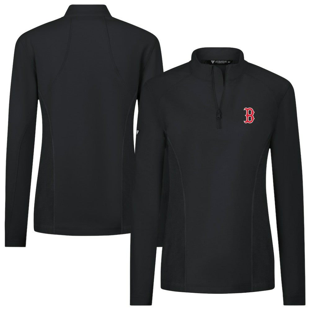 Boston Red Sox Levelwear Women's Upright Insignia 2.0 Quarter-Zip Tri-Blend Top - Black - MLB Sale