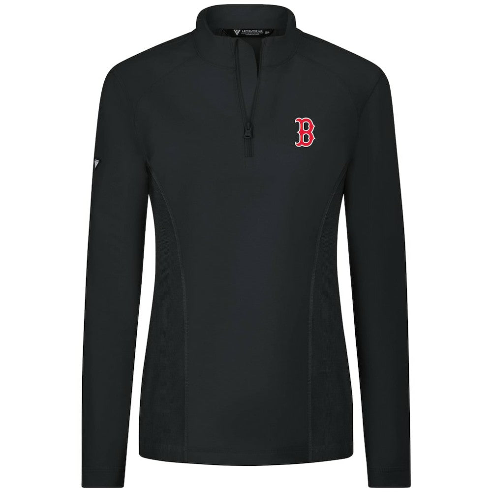 Boston Red Sox Levelwear Women's Upright Insignia 2.0 Quarter-Zip Tri-Blend Top - Black - MLB Sale