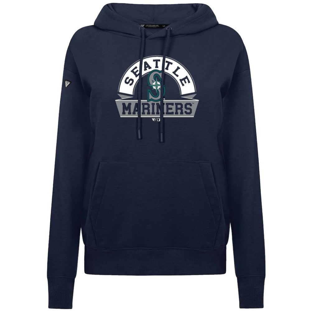 Seattle Mariners Levelwear Women's Adorn Banner Arch Hoodie - Navy - MLB on Sale