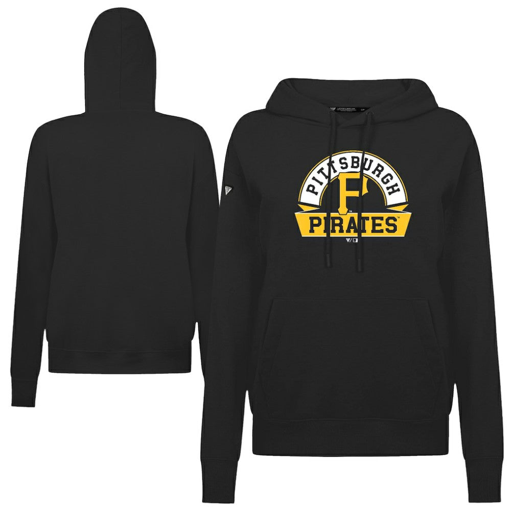 Pittsburgh Pirates Levelwear Women's Adorn Banner Arch Hoodie - Black - MLB Discount