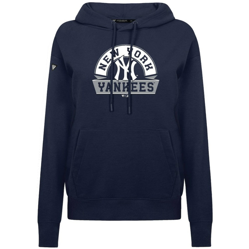 New York Yankees Levelwear Women's Adorn Banner Arch Hoodie - Navy - MLB Online